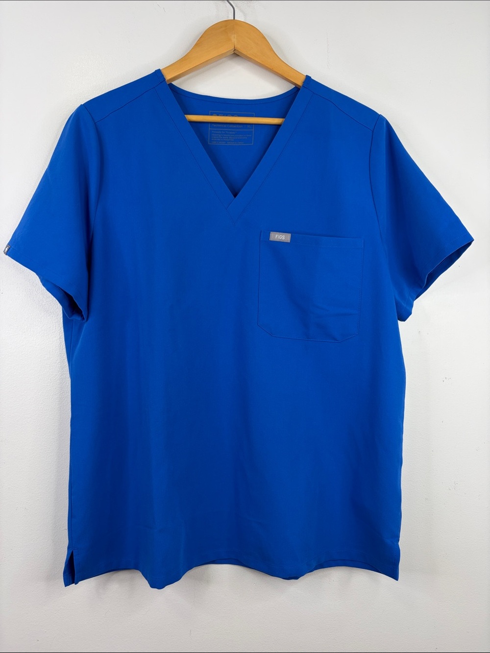 Figs Catarina Scrub Top Womens XL Royal Blue Classic Fit Short Sleeve Uniform